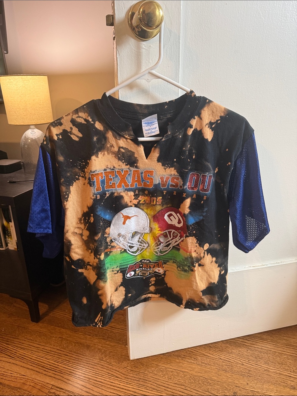 Vintage Black & Orange Tie-Dye Texas vs. OU Cropped Tee
